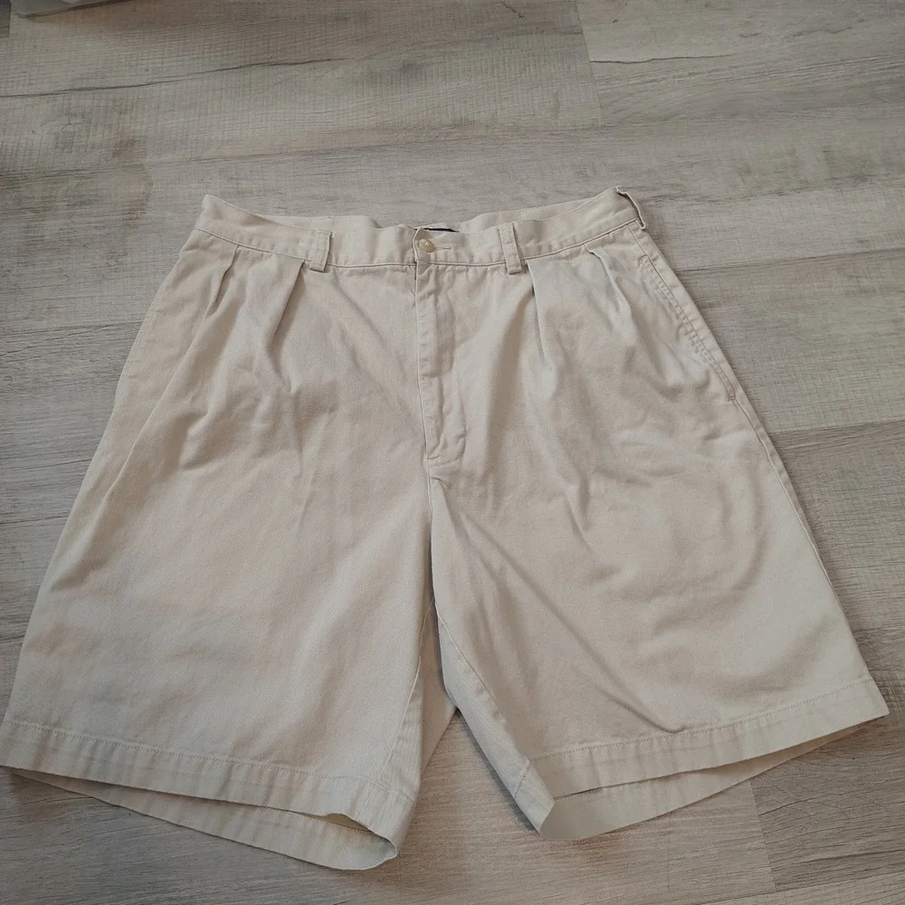 Polo Ralph Lauren Tyler Short Mens 35 Khaki Tan Pleated Chino Cotton Shorts 9in